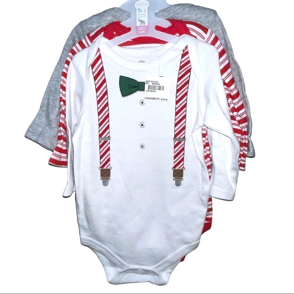 4/$25 - NWT‎ Little Treasure Christmas Holiday Long Sleeve Onesie Multipack